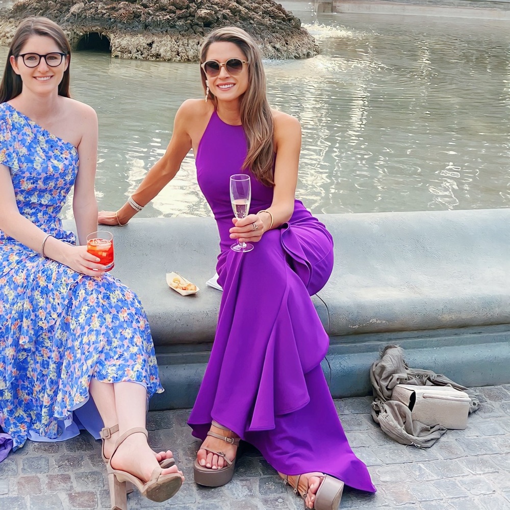 Belle Badgley Mischka sz 0 ruffle gown rn127117